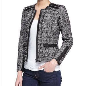 Rebecca Taylor Tweed Leather Trim Moto Jacket sz6